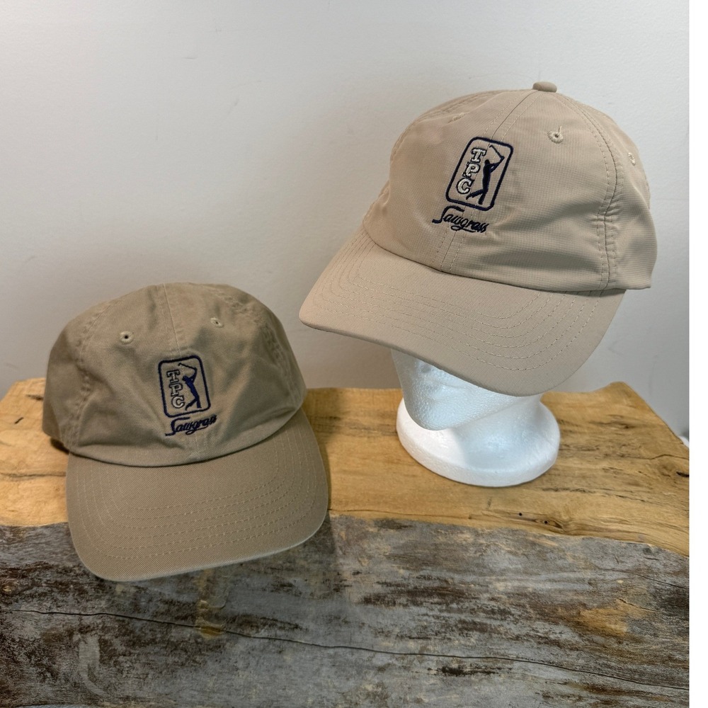 Imperial Sports TPC Sawgrass‎ Golf Hats Bundle of 2 Tan Cotton & Polyester